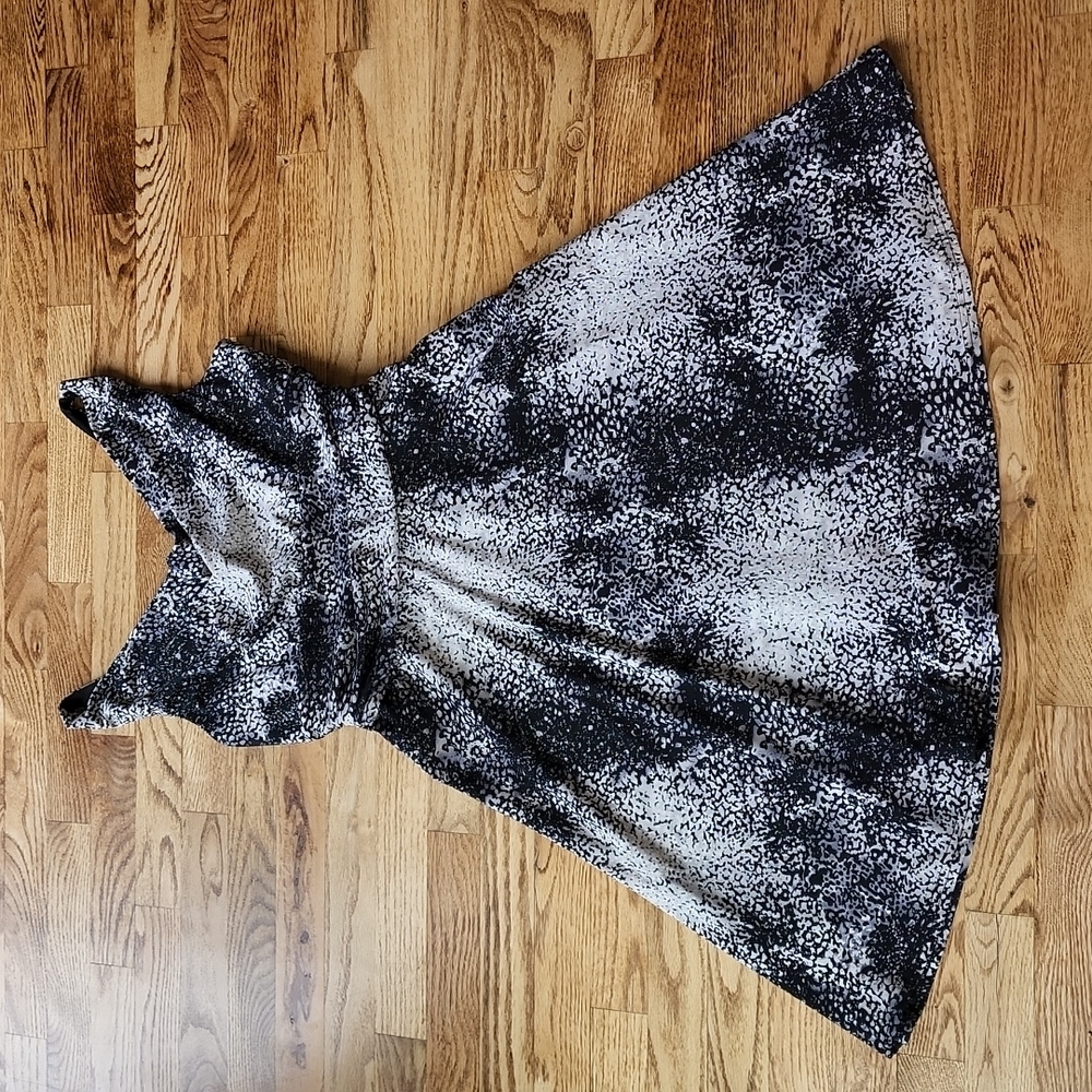 Women's Black and White Printed A-Line Dress